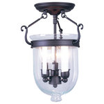 Livex Lighting - Jefferson Ceiling Mount, Bronze - Carrying the vision of rich opulence, the Jefferson has evolved through times remaining a focal point of richness and affluence. From visions of old time class to modern day elegance, the bell jar remains a favorite in several settings of the home. Using hand blown clear glass...the possibilities are endless to find a piece that matches your desired personality and vision.