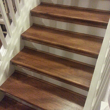 DIY Hickory Carpet to Hardwood Staircase Remodel