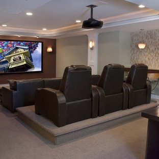This is an example of a contemporary home cinema in Philadelphia.