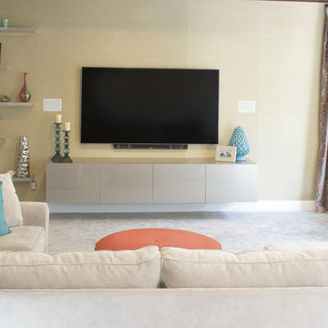 Floating Shelves with Entertainment Cabinetry