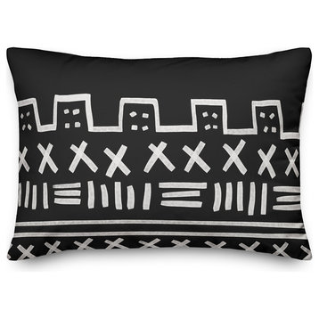 Black and White Tribal 14x20 Outdoor Throw Pillow
