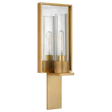 Beza Single Reflector Sconce in Antique Brass and Antique Mirror with Clear Glas
