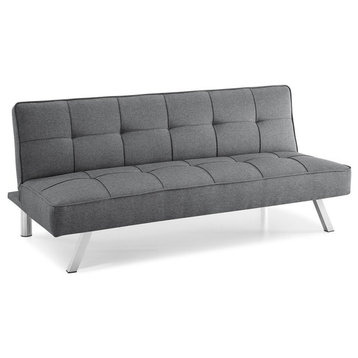 Serta Carson Tufted Sleeper Sofa in Charcoal Gray Fabric Upholstery