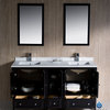 Oxford 60" Espresso Double Sink Vanity, Side Cabin Diveria Chrome Faucet