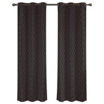 Royal Tradition - Willow Thermal Blackout Curtains, Set of 2, Charcoal, 84"x120" - The stylish geometric pattern of these floor-length curtains conveys a refined and classic look to your home. Containing a pole pocket design, these jacquard curtains are well-suited with traditional curtain rods, allowing you to change your room easily. This trendy and functional curtain panel pair is thermal-insulated, blocks out the glaring sunlight during the hot summer months, and keeps cold drafts adrift. Block unwanted light and protect your room against outside temperatures with these thermal blackout curtains. These energy saving curtains are both beautiful and practical. The curtains are machine washable for easy care.