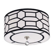 Dainolite Pembroke 3-Light Flush Mount, Black and White