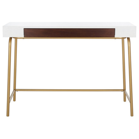 Safavieh Nola 1 Drawer Desk, White/Gold