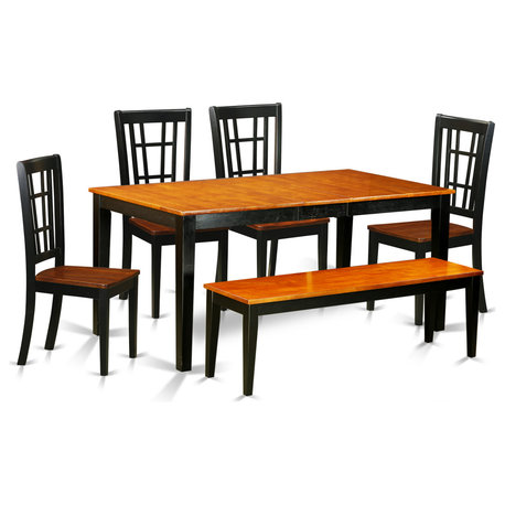 6-Piece Dining Room Set With Bench, Table and 4 Dining Chairs