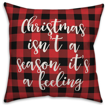 Feliz Navidad, Buffalo Check Plaid 18x18 Throw Pillow Cover