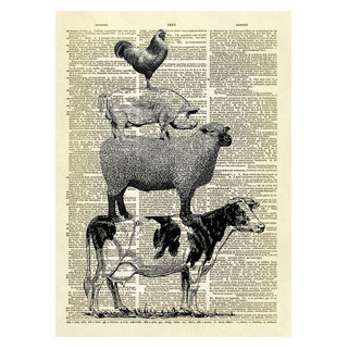 Stacked Farm Animals Dictionary Art Print - Farmhouse - Prints And Posters  - by Altered Artichoke