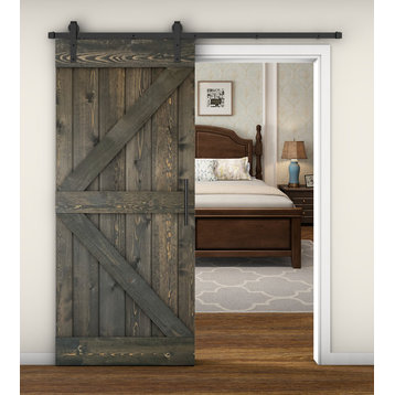 Solid Wood Barn Door, With Hardware Kit, Ebony, 36x84"