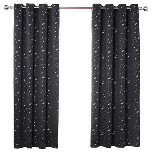 Flower Drops Window Panel Single Blue 42x84 Contemporary