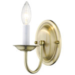 Livex Lighting - Home Basics Wall Sconce, Antique Brass - This one light wall sconce from the Home Basics collection is an alluring reflection of traditional style. The elegant sweeping arm and antique brass finish are beautiful details that unite for a breathtaking piece.