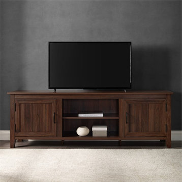 Walker Edison Simple Modern Wood TV Stand for TVs up to 78" in Dark Walnut