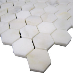 Calacatta Gold Italian Marble 1" Hexagon Mosaic Tile Honed - Home Accessories & Decor