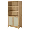 Sheridan Modern Cane Bookcase With Adjustable Shelves, Nature