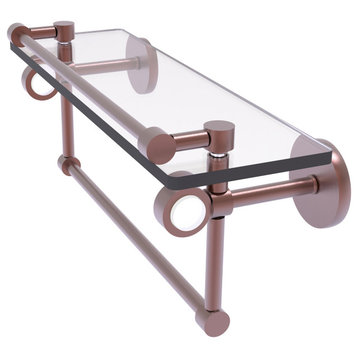 Clearview 16" Glass Shelf with Gallery Rail and Towel Bar, Antique Copper