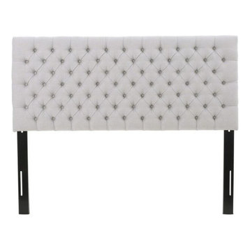 GDF Studio Annecy Diamond Tufted Fabric Queen/ Full Headboard, Light Gray