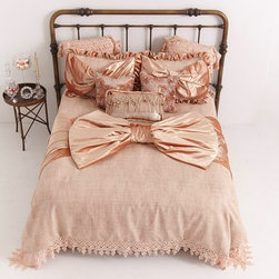 Beau Bedding in Blush Silk Tweed with Bedazzled Accent PIllows and Oblong Incred - Products