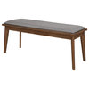 Alfredo Upholstered Dining Bench Grey and Natural Walnut