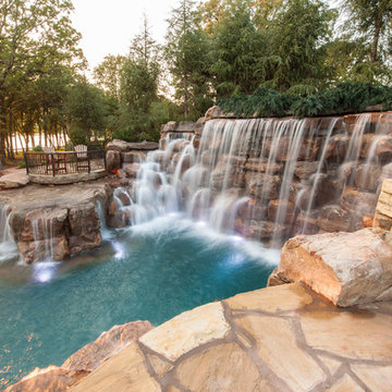 Mountain Mine-Themed Pool With Waterfalls, Slide and More