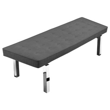 Elise Tufted Bench, Charcoal