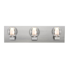 Boca 3 Light Bathroom Vanity Light, Satin Nickel, LED, Clear Bubble Glass