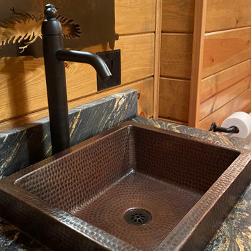 15" Square Skirted Vessel Hammered Copper Sink (VSQ15SKDB)