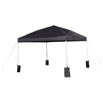 10'x10' Black Pop Up Event Straight Leg Canopy Tent with Sandbags and...