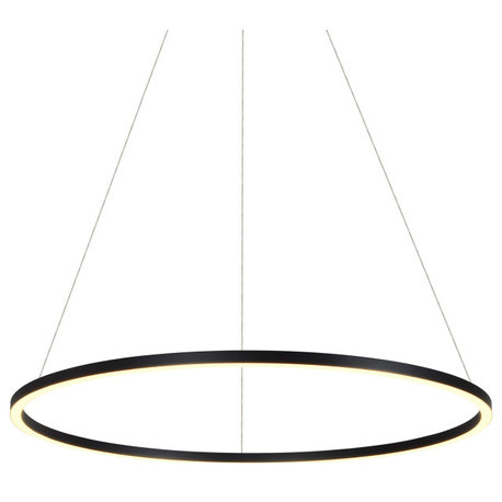 39" Tania LED Circular Chandelier, Adjustable Suspension Fixture, Black