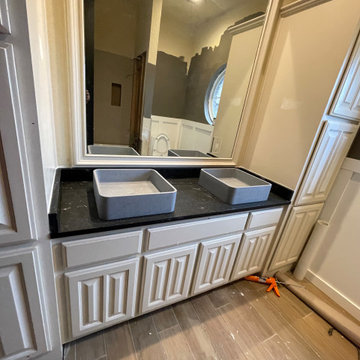 Black granite honed bathroom vanity
