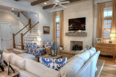 Example of a beach style living room design in Miami