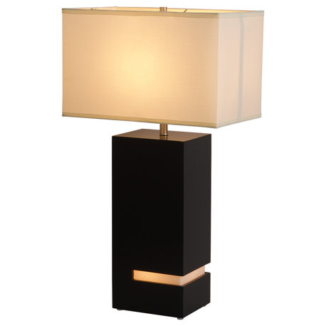 Zen Standing Table Lamp, Dark Brown, Satin Nickel, Night Light