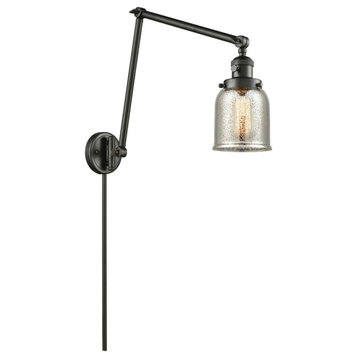 Small Bell 1-Light LED Swing Arm Light, Oil Rubbed Bronze, Glass: Silver Mercury