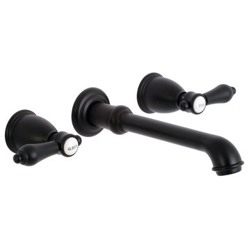 Wall Mount Bathroom Faucet, Solid Brass Construction & Widespread Levers, Black