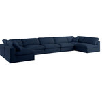 Meridian Furniture - Serene Linen Textured Fabric Deluxe Comfort 7-Piece U-Shaped Sectional, Navy - There's lots to love about the Serene linen textured deluxe cloud-like comfort modular collection, and this piece is not an exception. The soft navy linen textured fabric is cozy and sleek to the touch while the overstuffed down/feather cushions provide gentle support so you can relax and unwind like a VIP. Customize your seating with this modular set by adding the pieces you like most. Latches under each piece make it easy to snap them into position for a look that's modern yet welcoming.