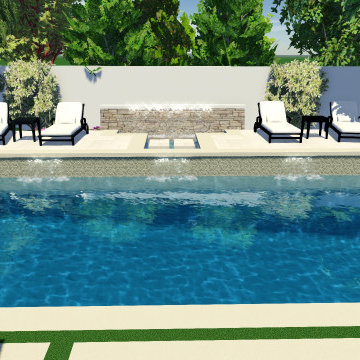 Modern Style Yard With Waterfall Steppers