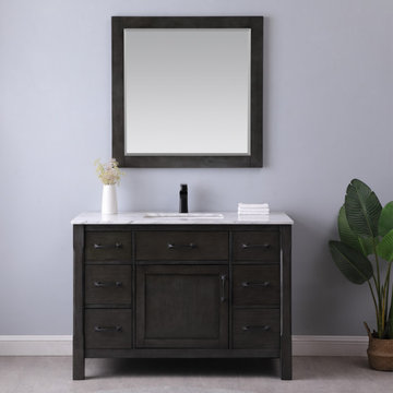 Maribella 48" Single Bathroom Vanity Set in Rust Black and Carrara White Marble