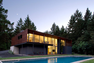 Contemporary two-story mixed siding exterior home idea in San Francisco