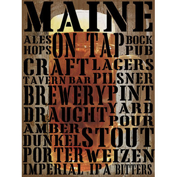 Maine on Tap Textual Art on Wrapped Canvas