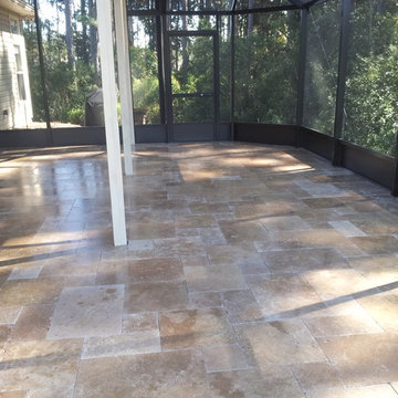 Noce Travertine French Pattern patio remodels