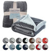 Amarey Flannel Reversible Sherpa Throw Blanket, Light Gray, 90"x90"