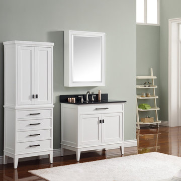 Avanity Madison 37 in. Vanity in White finish with Black Granite Top