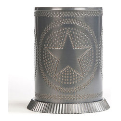 Handmade - Handmade Punched Tin Candle Warmer Accent Light Star Pattern, Country Tin - Candleholders