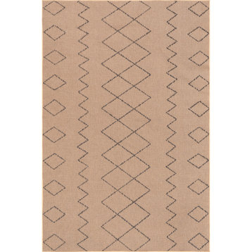 nuLOOM Geometric Easy-Jute Machine Washable Area Rug, Natural 4' x 6'