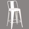 Metal Bar Stools With Back, Set of 2, Distressed White, 24"