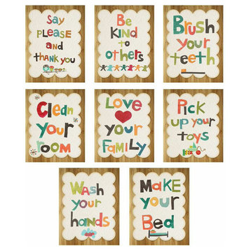 Good Manners 5x7 Children's Set of Eight Wall Cards