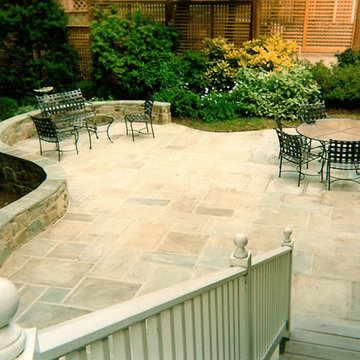 Circular Terrace with Wood Stairs and Handrail