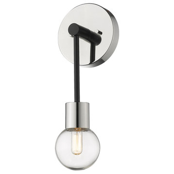 Z-Lite 621-1S Neutra 16" Tall Wall Sconce - Matte Black / Polished Nickel