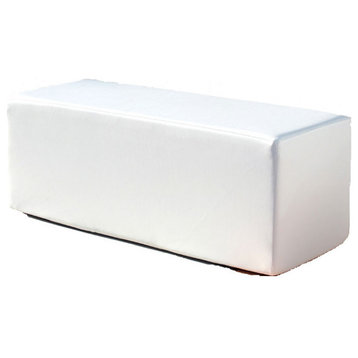 Modern White Outdoor Cushioned Bench Seating, Weatherproof